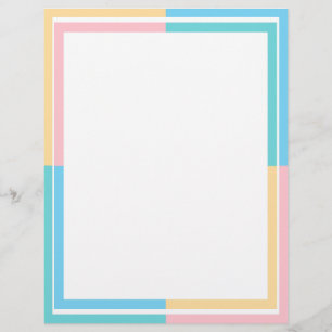 Custom Modern Blue Green Pink Yellow Blank Letterhead