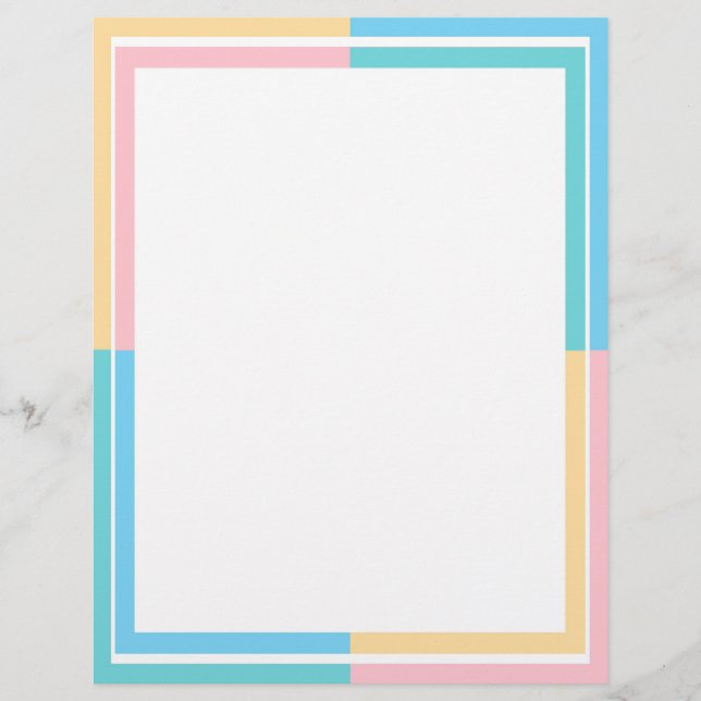 Custom Modern Blue Green Pink Yellow Blank Letterhead (Front)