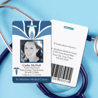 Custom Modern Blue Hospital Employee Medical ID