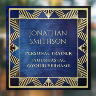 Custom Modern Blue Masculine Gym Personal Trainer Window Cling