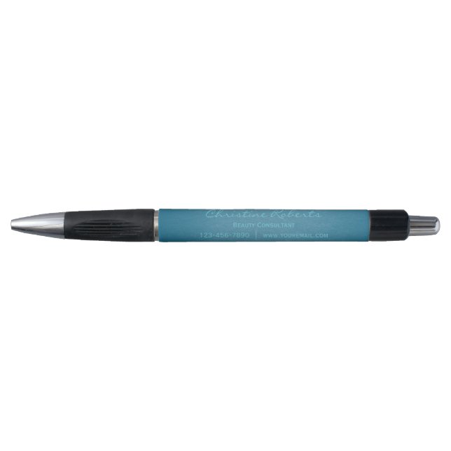 Custom Modern Blue Teal Business Promotional  Pen (Front)