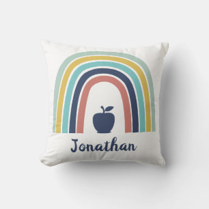 Custom modern boho apple fruit rainbow throw pillow
