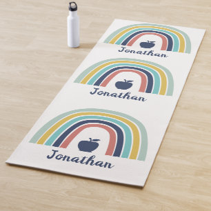 Custom modern boho apple fruit rainbow yoga mat