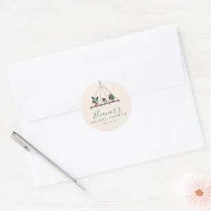 Custom Modern Boho Plants Bridal Shower Classic Round Sticker