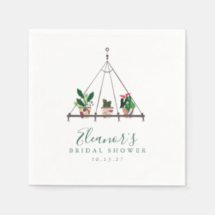 Custom Modern Boho Plants Bridal Shower Napkin