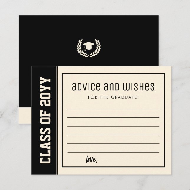 Custom Modern Bold Graduation Advice & Wishes Card (Front/Back)
