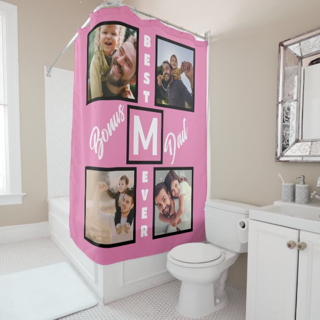 Custom Modern Bonus Dad Stepdad 4 Photo Collage (In Situ)
