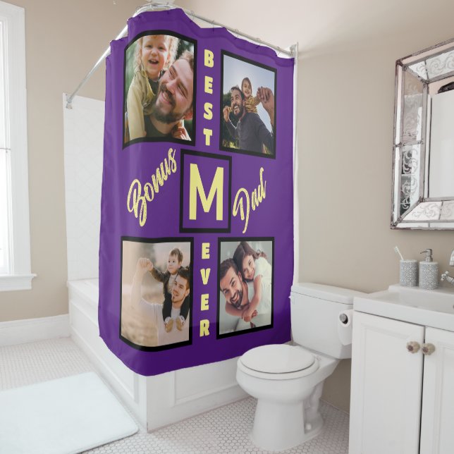 Custom Modern Bonus Dad Stepdad 4 Photo Collage (In Situ)