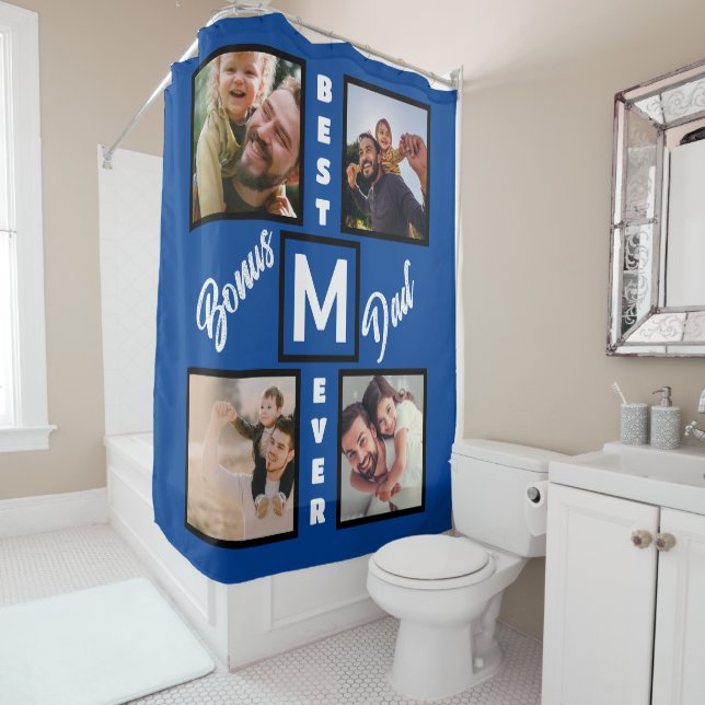 Custom Modern Bonus Dad Stepdad 4 Photo Collage (In Situ)