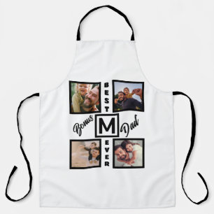 Custom Modern Bonus Dad Stepdad 4 Photo Collage Apron