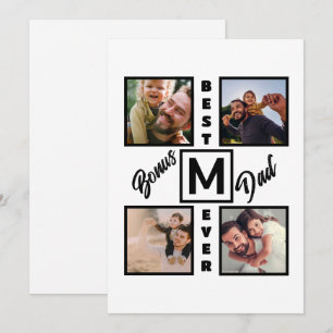 Custom Modern Bonus Dad Stepdad 4 Photo Collage Holiday Card
