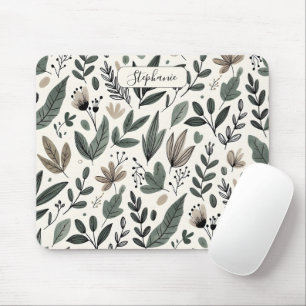 Custom Modern Botanical Office Pattern Mouse Pad