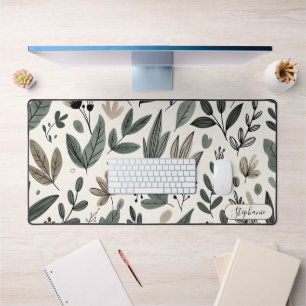 Custom Modern Botanical Workspace Design Desk Mat