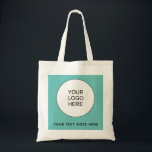 Custom Modern Business Company Logo Budget Teal Tote Bag<br><div class="desc">Upload Your Business Company Logo Here Elegant Modern Template Teal Blue Green Natural Shopping Budget Tote Bag.</div>