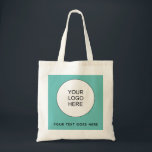 Custom Modern Business Company Logo Budget Teal Tote Bag<br><div class="desc">Upload Your Business Company Logo Here Elegant Modern Template Teal Blue Green Natural Shopping Budget Tote Bag.</div>
