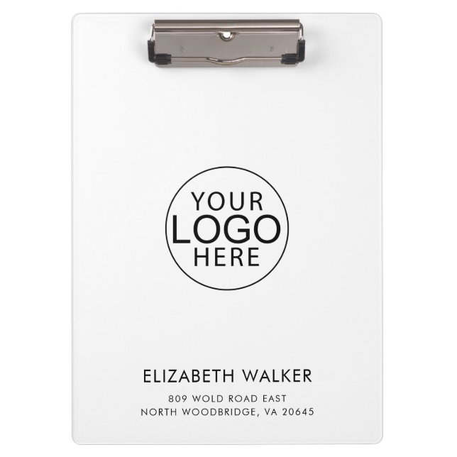 Custom Modern Business Logo and Address Clipboard (Front)