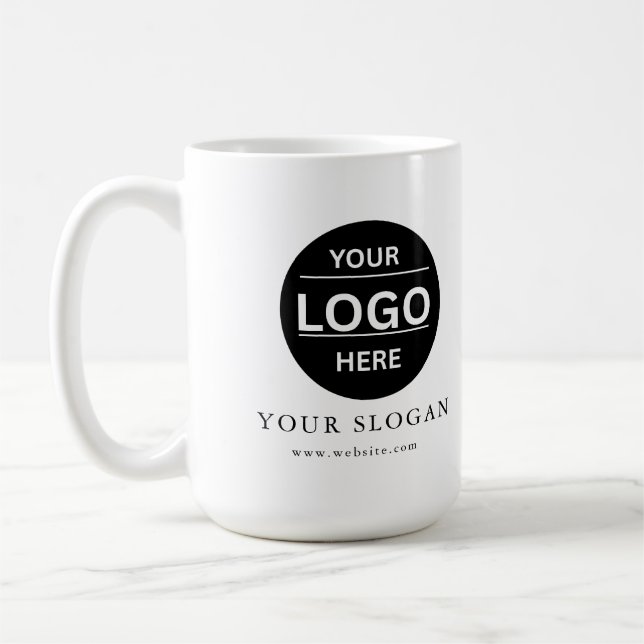 Custom Modern Business Logo Branded Coffee Mug (Left)