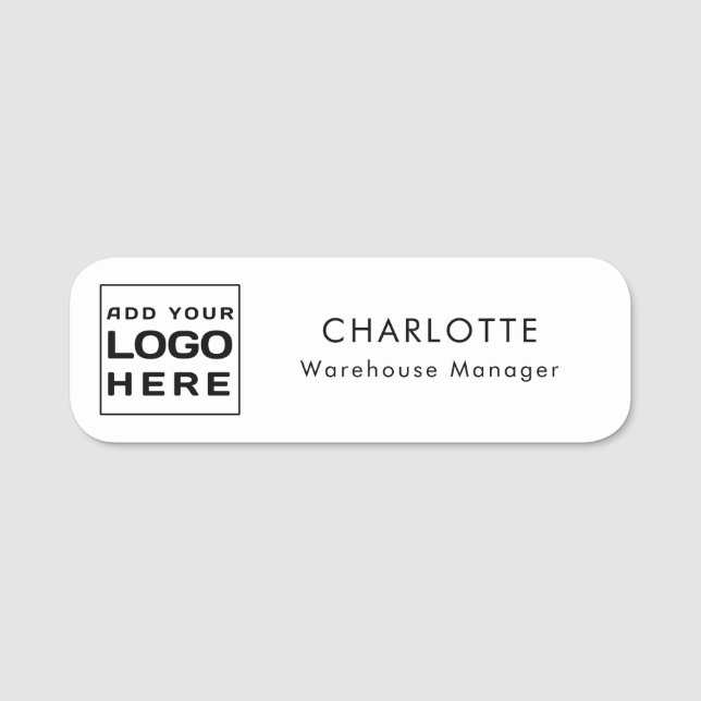 Custom Modern Business Logo Employees Name Tag (Front)
