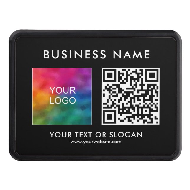Custom Modern Business Logo QR Code Template Trailer Hitch Cover (Front)