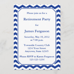 Custom Modern Chevron Invitation - Dark Navy Blue