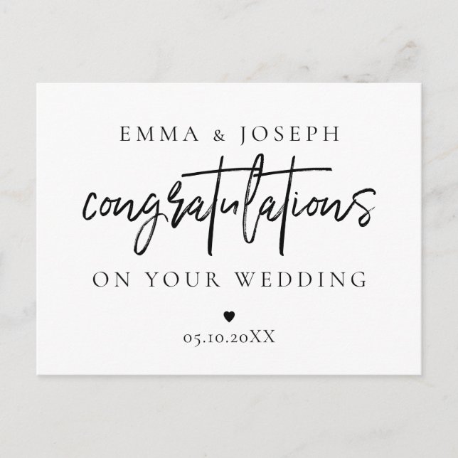 Custom modern chic Congratulation Couple Newlywed Postcard (Front)