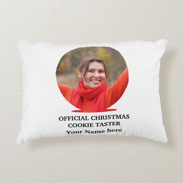 Custom modern Christmas cookie photo template Accent Pillow (Front)