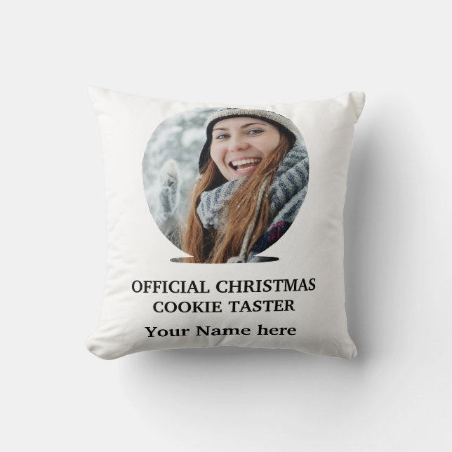 Custom modern Christmas cookie photo template Throw Pillow (Front)