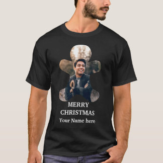 Custom Modern Christmas gingerbread man photo T-Sh T-Shirt