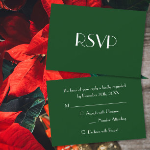 Custom Modern Christmas Green Holiday Party RSVP Card