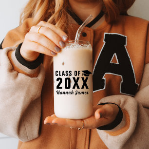 Custom Modern Class Of 2025 Graduation Party Can Glass