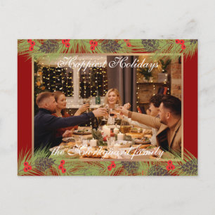 Custom Modern Classic Chic Happiest Holiday Season Postcard