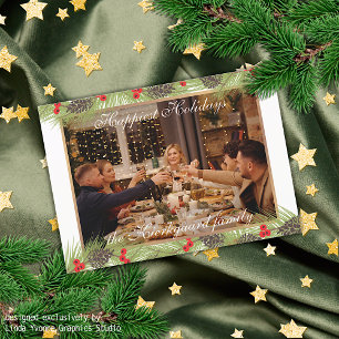 Custom Modern Classic Chic Happiest Holiday Season Postcard