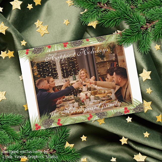 Custom Modern Classic Chic Happiest Holiday Season Postcard (Creator Uploaded)