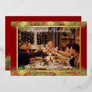 Custom Modern Classic Chic Happiest Real Gold Foil Holiday Card