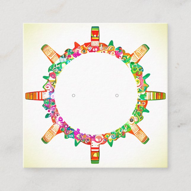 Custom Modern Colourful Floral Small Earring Cards (Front)