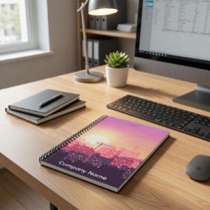 Custom Modern Construction City Sunset Clipboard Notebook