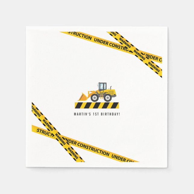 Custom Modern Construction Dump Truck Theme Paper Napkin (Front)