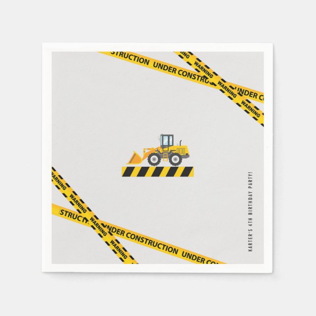 Custom Modern Construction Dump Trucks Party Paper Napkin (Front)