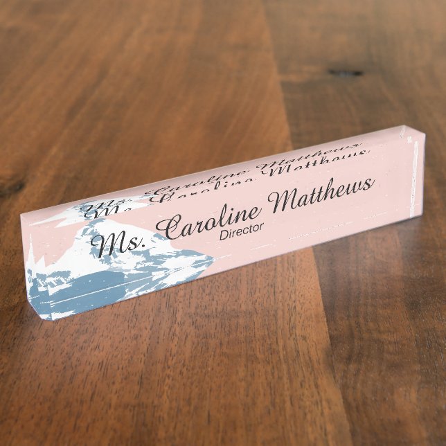 Custom Modern Contemporary Mountain Tip Nameplate (Side)