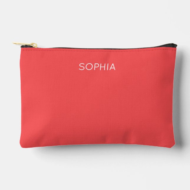 Custom Modern Coral Minimalist Accessory Pouch (Front)