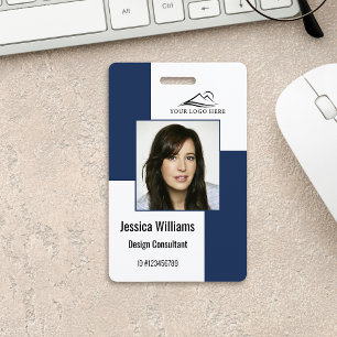 Custom Modern Corporate Employee ID Badge Blue