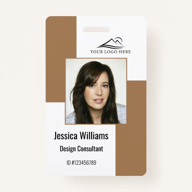 Custom Modern Corporate Employee ID Badge Brown (Front)