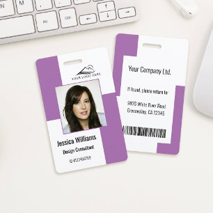 Custom Modern Corporate Employee ID Badge Purple