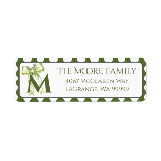 Custom Modern Cottage Green Stripe Return Address
