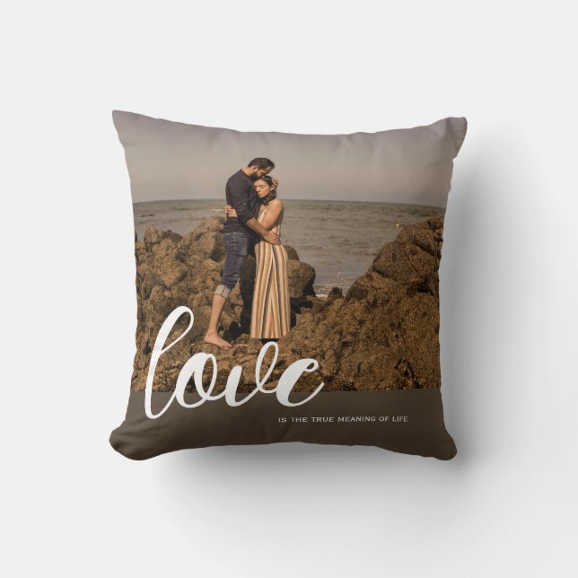 Custom Modern Couple Photo Throw Pillow (Front)