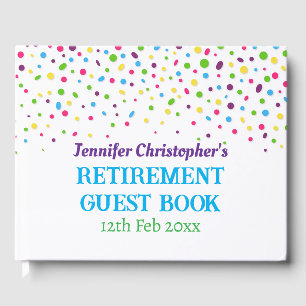 Custom Modern Cute Colourful Confetti Retirement Guest Book