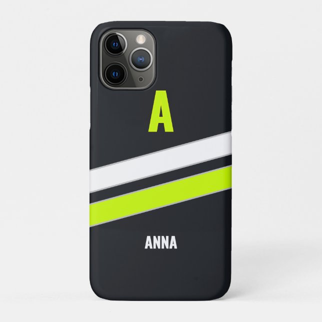Custom Modern Cyber Retro Monogram iPhone Case (Back)