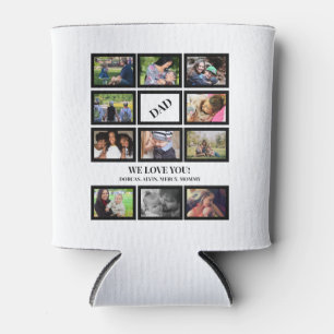 Custom Modern Dad Fathers Day 11 Photo Collage  Can Cooler