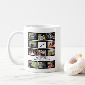 Custom Modern Dad Fathers Day 11 Photo Collage Coffee Mug
