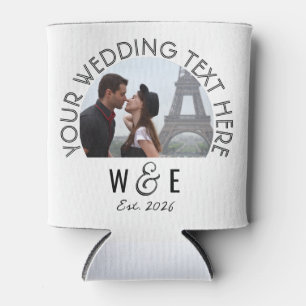 Custom Modern Deco Text Can Cooler Wedding Favours